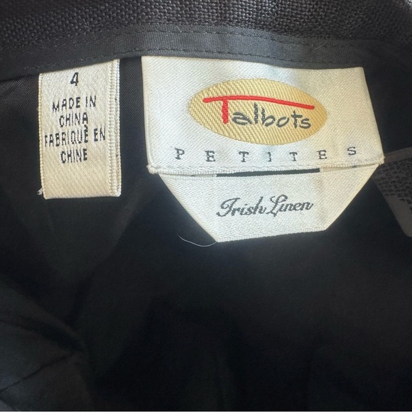 Talbots Black Irish Linen Embroidered Butterfly Tapered Pants 100% Linen 4 P - Picture 4 of 8